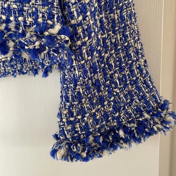 Alice + Olivia Blue and White Tweed Blazer - Picture 3 of 5